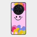 Cute Pink Smiley Multicolor Glass Case For Realme 12 Pro 5G