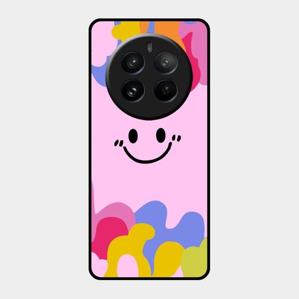 Cute Pink Smiley Multicolor Glass Case For Realme 12 Pro 5G