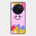 Cute Pink Smiley Multicolor Glass Case For Realme 12 Pro Plus 5G