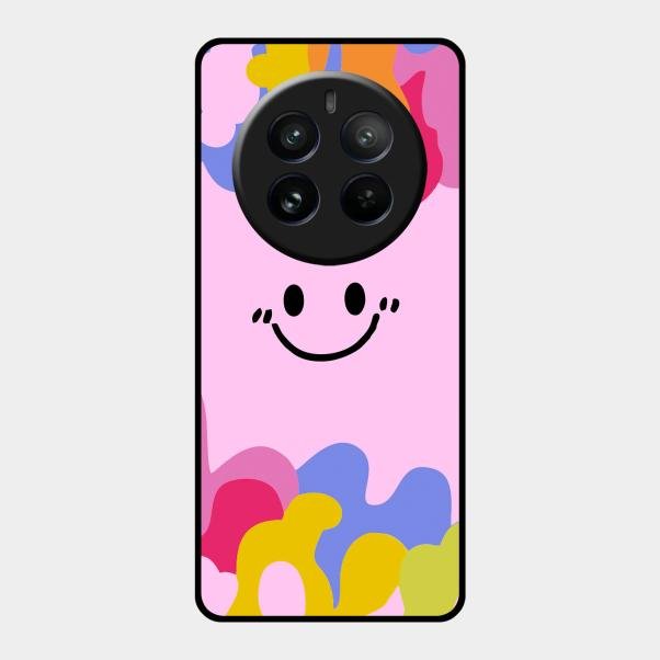 Cute Pink Smiley Multicolor Glass Case For Realme 12 Pro Plus 5G