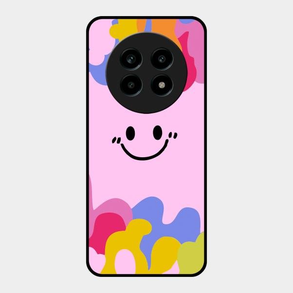 Cute Pink Smiley Multicolor Glass Case For Realme 13 Pro Plus 5G