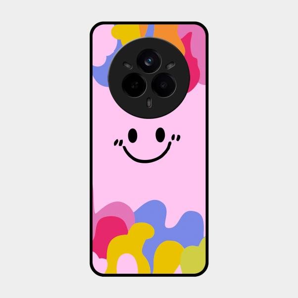 Cute Pink Smiley Multicolor Glass Case For Realme 14 Pro Plus 5G