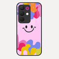 Cute Pink Smiley Multicolor Glass Case For Realme 15X 5G