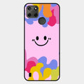 Cute Pink Smiley Multicolor Glass Case For Realme C21Y