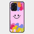 Cute Pink Smiley Multicolor Glass Case For Realme C33 2023