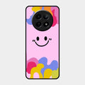 Cute Pink Smiley Multicolor Glass Case For Realme C65 5G