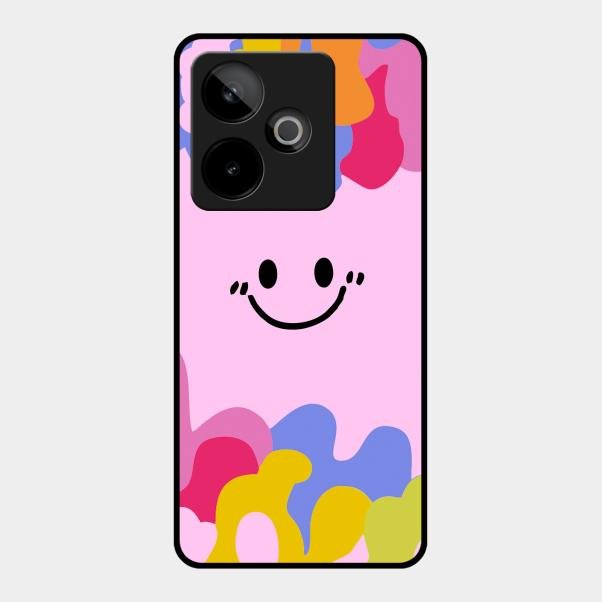 Cute Pink Smiley Multicolor Glass Case For Realme Gt 7 5G