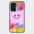 Cute Pink Smiley Multicolor Glass Case For Redmi 11 Prime 4G