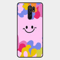 Cute Pink Smiley Multicolor Glass Case For Redmi 9 Prime