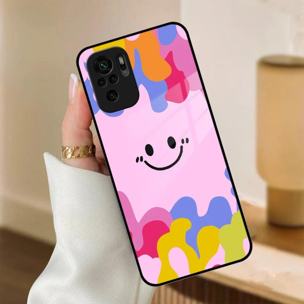 Cute Pink Smiley Multicolor Glass Case For Redmi/Xiaomi - ShopOnCliQ