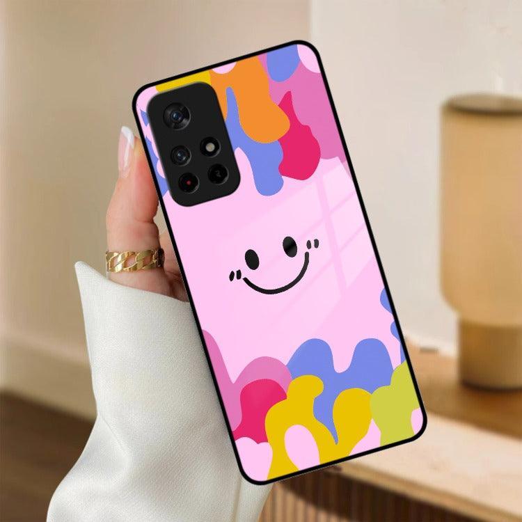Cute Pink Smiley Multicolor Glass Case For Redmi/Xiaomi - ShopOnCliQ