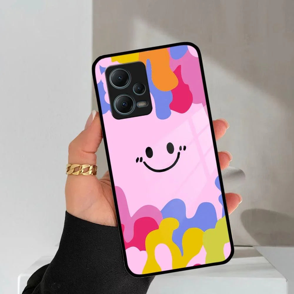 Cute Pink Smiley Multicolor Glass Case For Redmi/Xiaomi - ShopOnCliQ