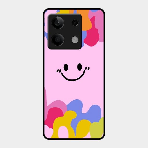 Cute Pink Smiley Multicolor Glass Case For Redmi Note 13 5G
