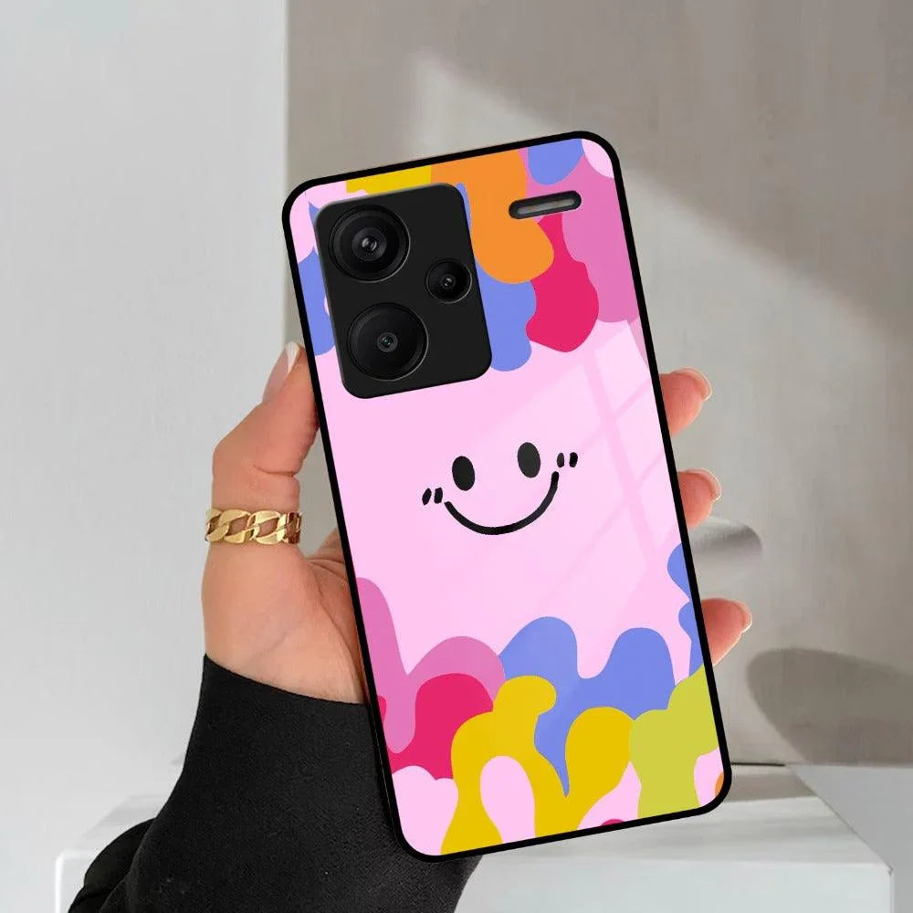 Cute Pink Smiley Multicolor Glass Case For Redmi/Xiaomi - ShopOnCliQ
