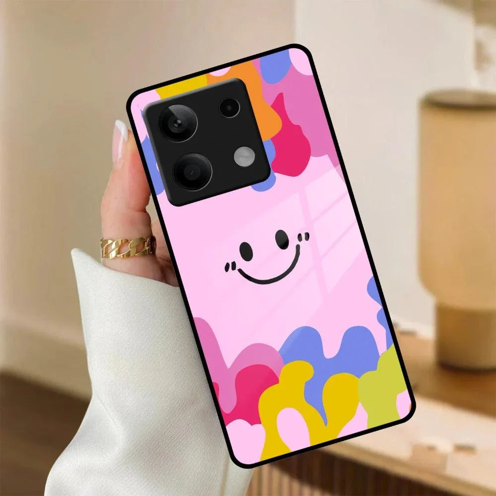 Cute Pink Smiley Multicolor Glass Case For Redmi/Xiaomi - ShopOnCliQ