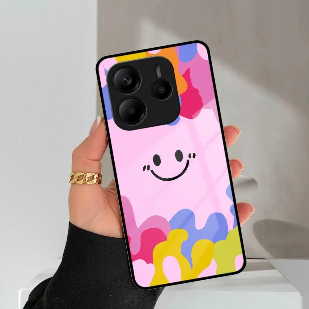 Cute Pink Smiley Multicolor Glass Case For Redmi/Xiaomi - ShopOnCliQ