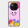 Cute Pink Smiley Multicolor Glass Case For Redmi Note 14 Pro Plus 5G