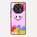 Cute Pink Smiley Multicolor Glass Case For Redmi Note 15 5G