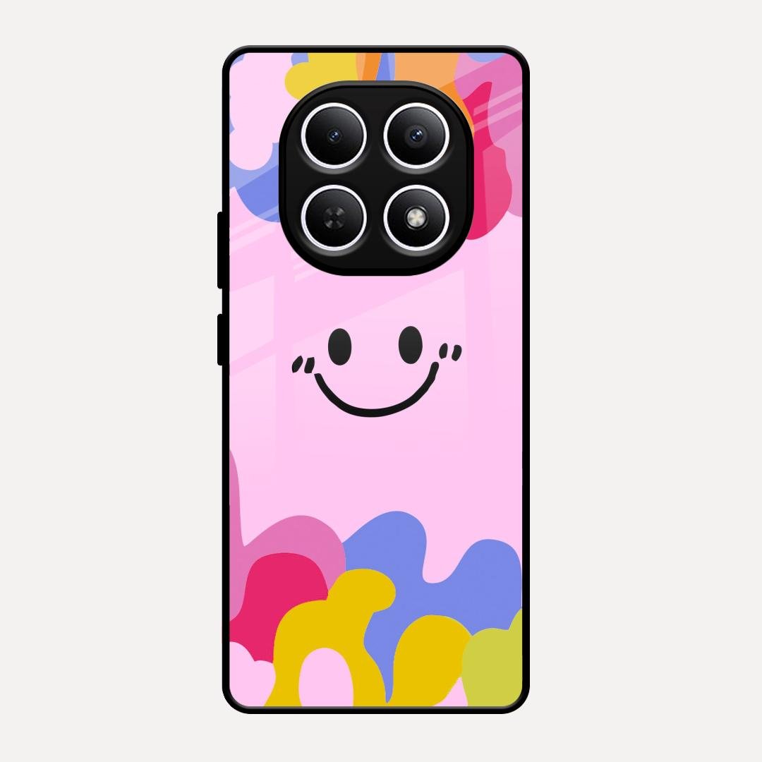 Cute Pink Smiley Multicolor Glass Case For Redmi Note 15 5G