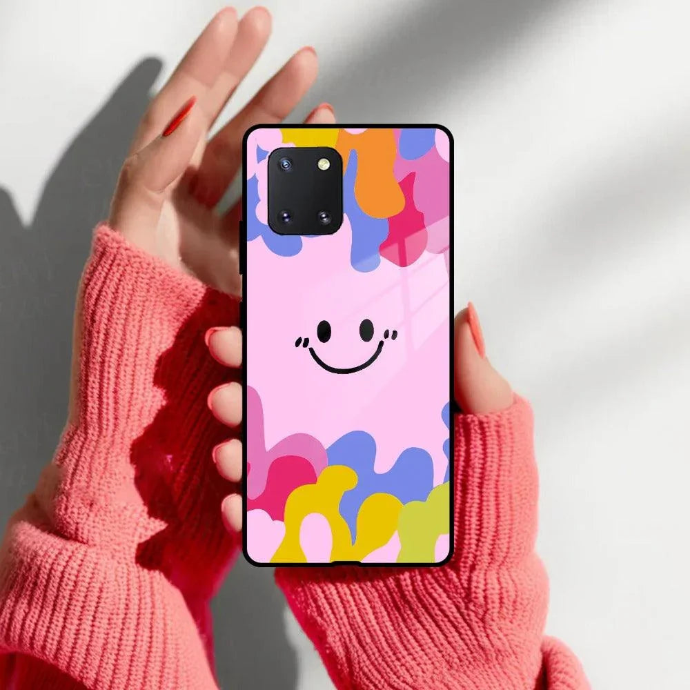 Cute Pink Smiley Multicolor Glass Case For Samsung - ShopOnCliQ