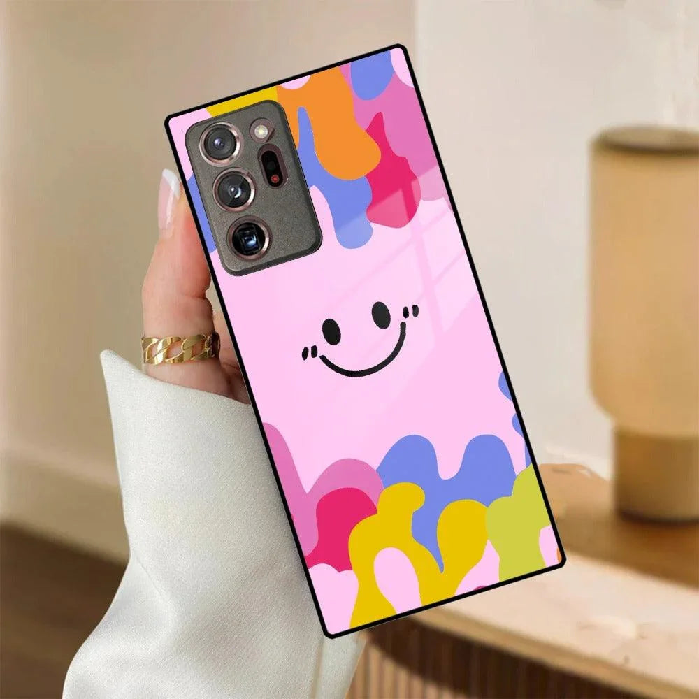 Cute Pink Smiley Multicolor Glass Case For Samsung - ShopOnCliQ