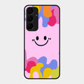 Cute Pink Smiley Multicolor Glass Case For Samsung Galaxy A35 5G