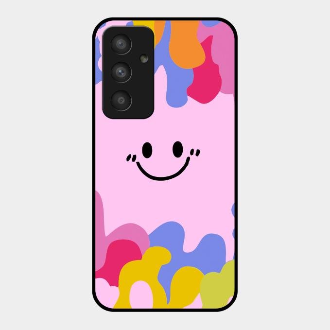 Cute Pink Smiley Multicolor Glass Case For Samsung Galaxy A54 5G