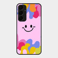 Cute Pink Smiley Multicolor Glass Case For Samsung Galaxy A55 5G