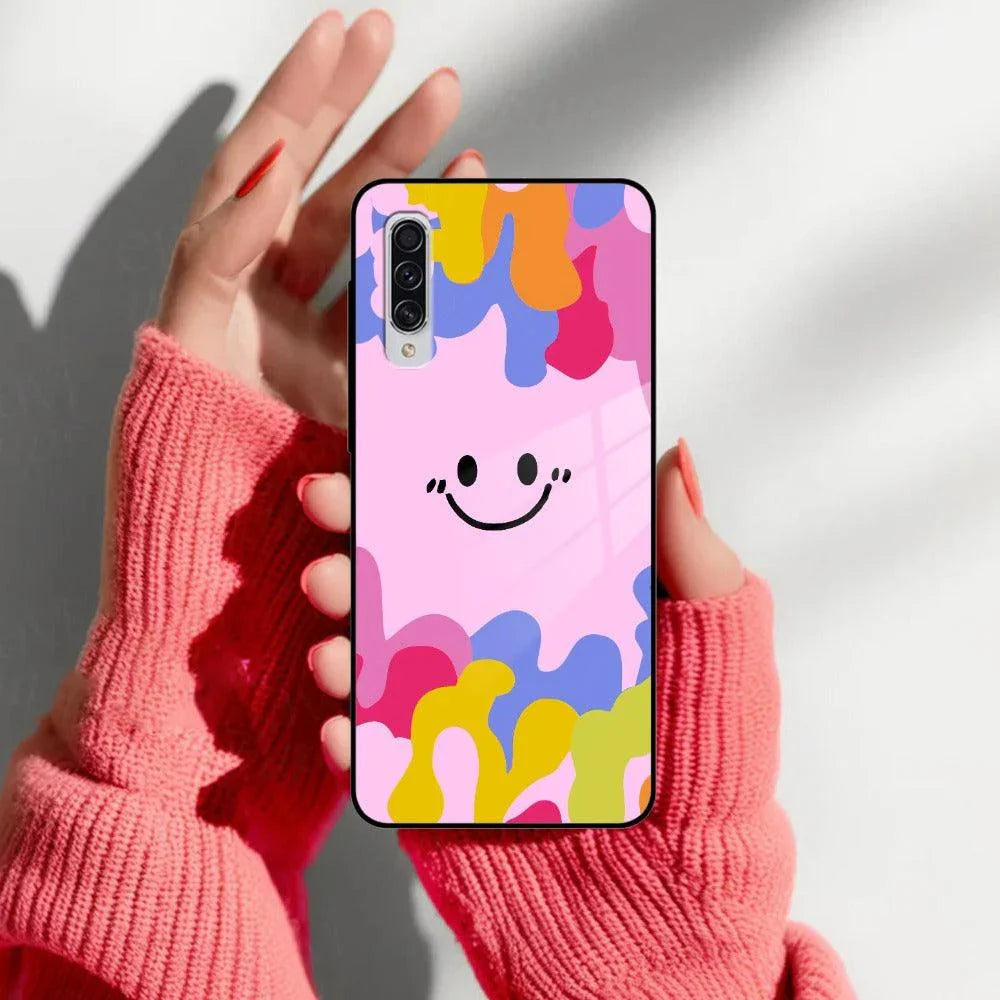 Cute Pink Smiley Multicolor Glass Case For Samsung - ShopOnCliQ