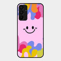 Cute Pink Smiley Multicolor Glass Case For Samsung Galaxy F15 5G