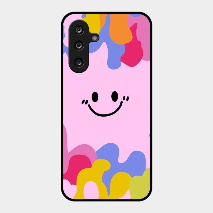 Cute Pink Smiley Multicolor Glass Case For Samsung Galaxy F36 5G