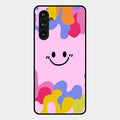 Cute Pink Smiley Multicolor Glass Case For Samsung Galaxy M54 5G
