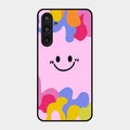 Cute Pink Smiley Multicolor Glass Case For Samsung Galaxy M35 5G