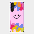 Cute Pink Smiley Multicolor Glass Case For Samsung Galaxy M55 5G