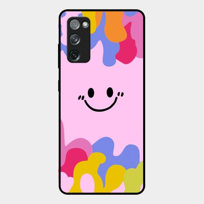 Cute Pink Smiley Multicolor Glass Case For Samsung Galaxy S20 Fe 5G