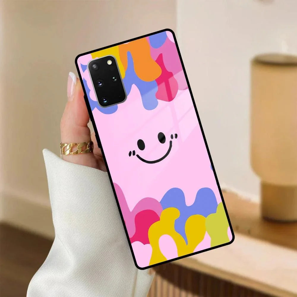 Cute Pink Smiley Multicolor Glass Case For Samsung - ShopOnCliQ