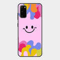 Cute Pink Smiley Multicolor Glass Case For Samsung Galaxy S20