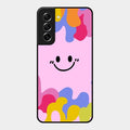 Cute Pink Smiley Multicolor Glass Case For Samsung Galaxy S21 Fe 5G