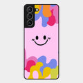 Cute Pink Smiley Multicolor Glass Case For Samsung Galaxy S21