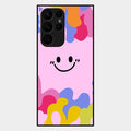 Cute Pink Smiley Multicolor Glass Case For Samsung Galaxy S22 Ultra 5G
