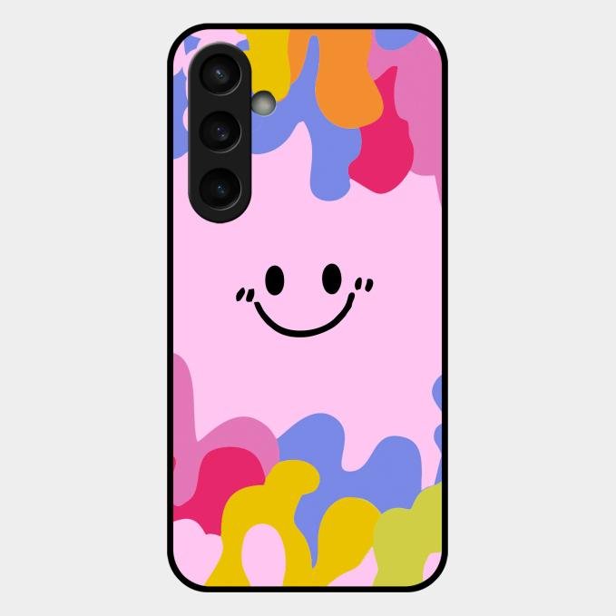 Cute Pink Smiley Multicolor Glass Case For Samsung Galaxy S23 Fe 5G