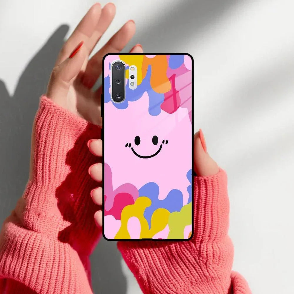 Cute Pink Smiley Multicolor Glass Case For Samsung - ShopOnCliQ