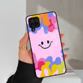 Cute Pink Smiley Multicolor Glass Case For Samsung Galaxy A42 5G