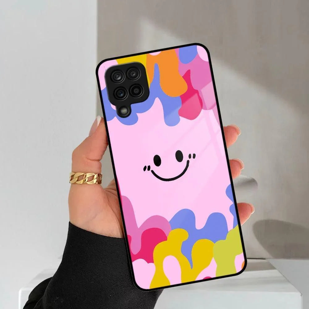 Cute Pink Smiley Multicolor Glass Case For Samsung - ShopOnCliQ