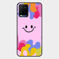 Cute Pink Smiley Multicolor Glass Case For Vivo T1X