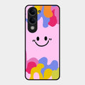 Cute Pink Smiley Multicolor Glass Case For Vivo T4 Lite 5G