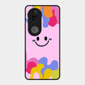 Cute Pink Smiley Multicolor Glass Case For Vivo T4R 5G