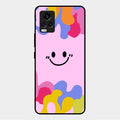 Cute Pink Smiley Multicolor Glass Case For Vivo V20 2021