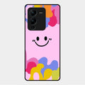 Cute Pink Smiley Multicolor Glass Case For Vivo V25 Pro 5G