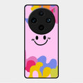 Cute Pink Smiley Multicolor Glass Case For Vivo X100 Pro 5G
